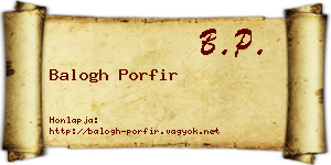 Balogh Porfir névjegykártya